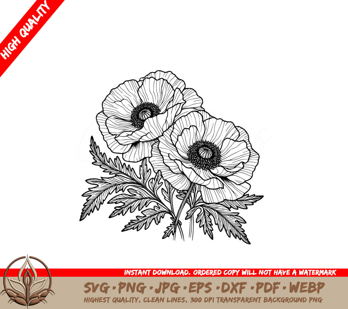 Dainty Poppy Trio SVG - Digital Product with Multiple File Formats