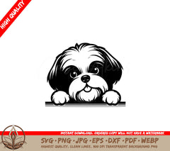 Dapper Shih Tzu Peeking SVG - Digital Product File All Formats