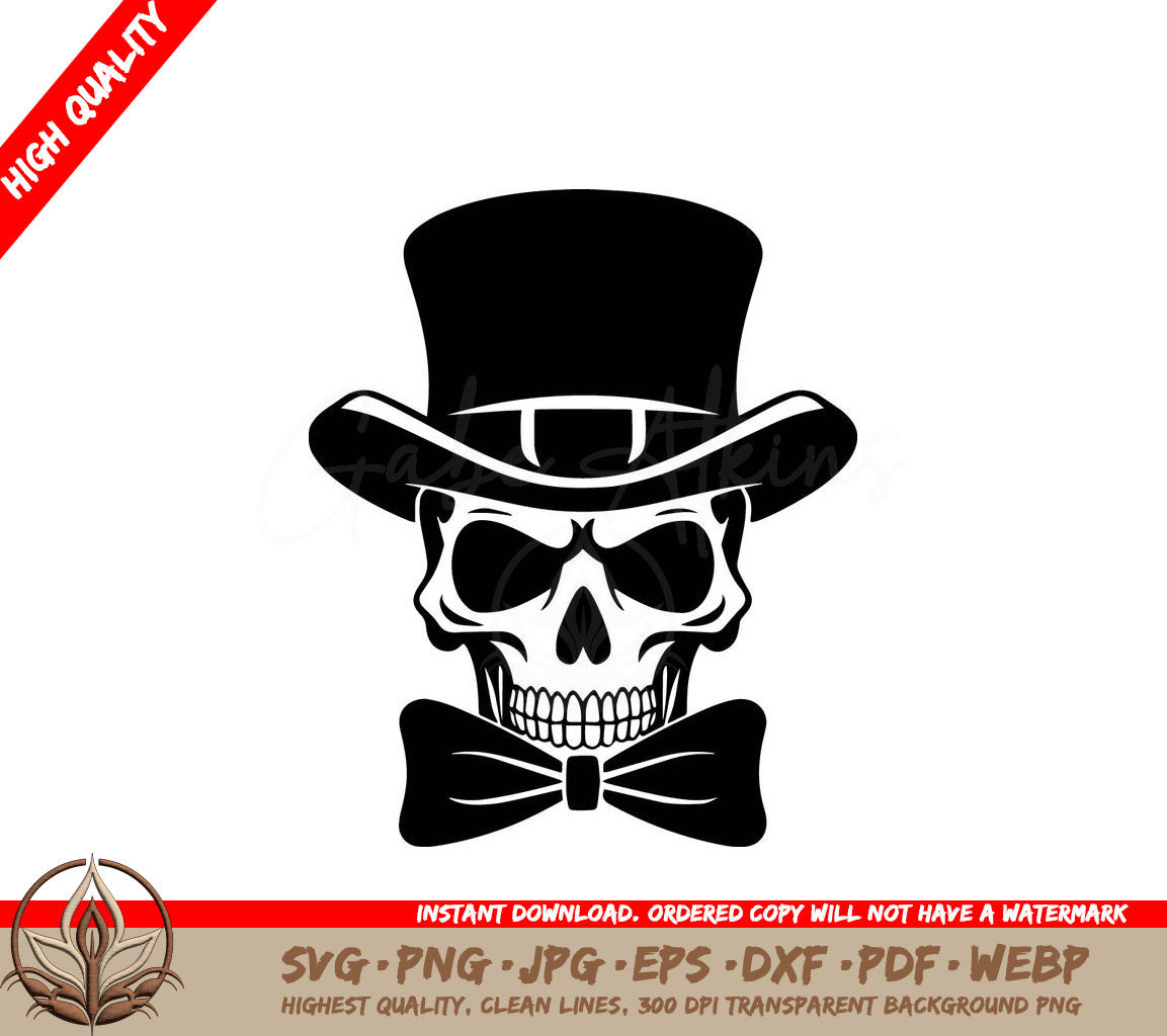 A Skull Wearing A Top Hat And Bow Tie