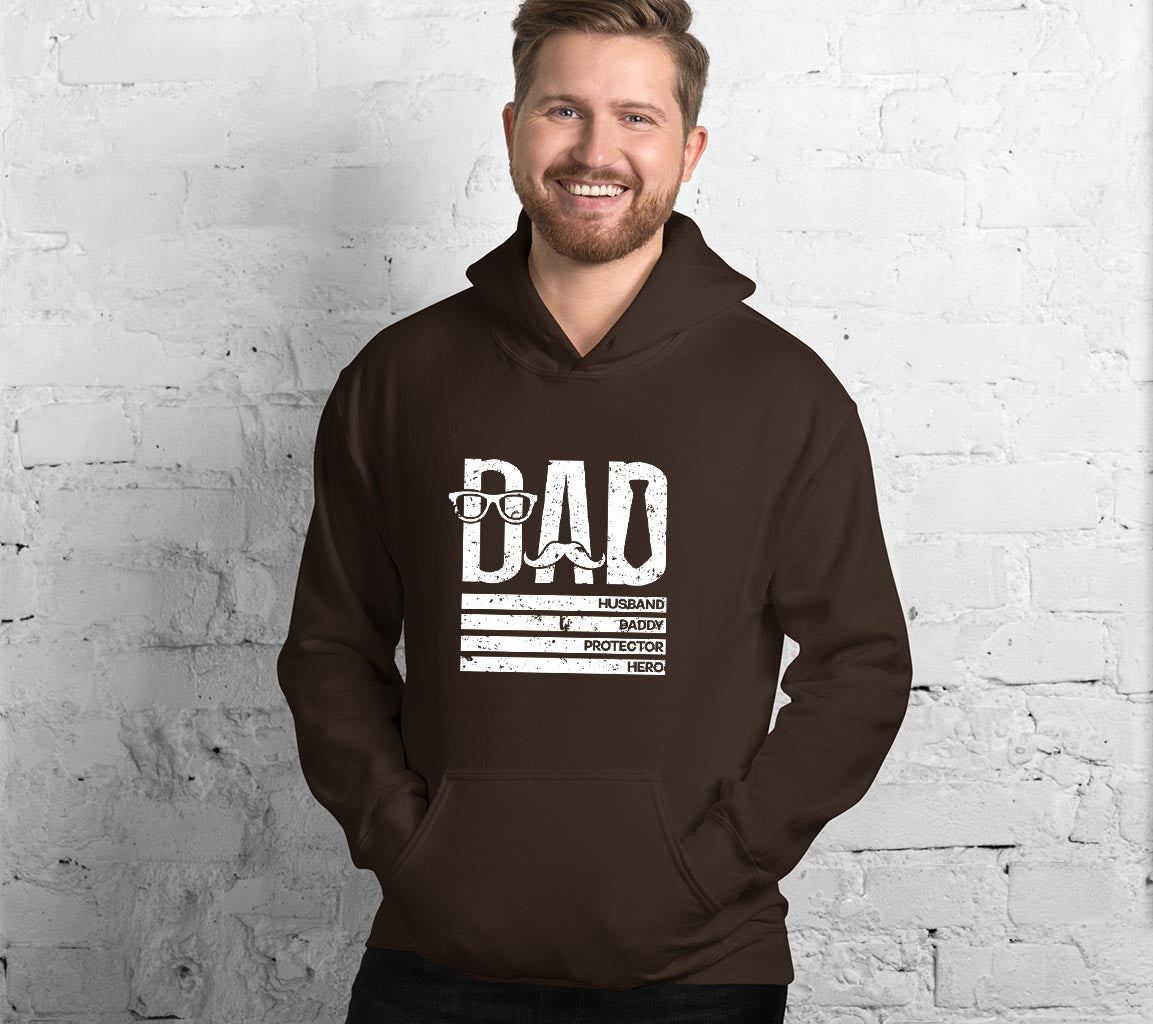 Dad: Husband, Daddy, Protector, Hero Hoodie | Perfect Hoodie For Dads  | Husband, Daddy, Protector, Hero Hoodie