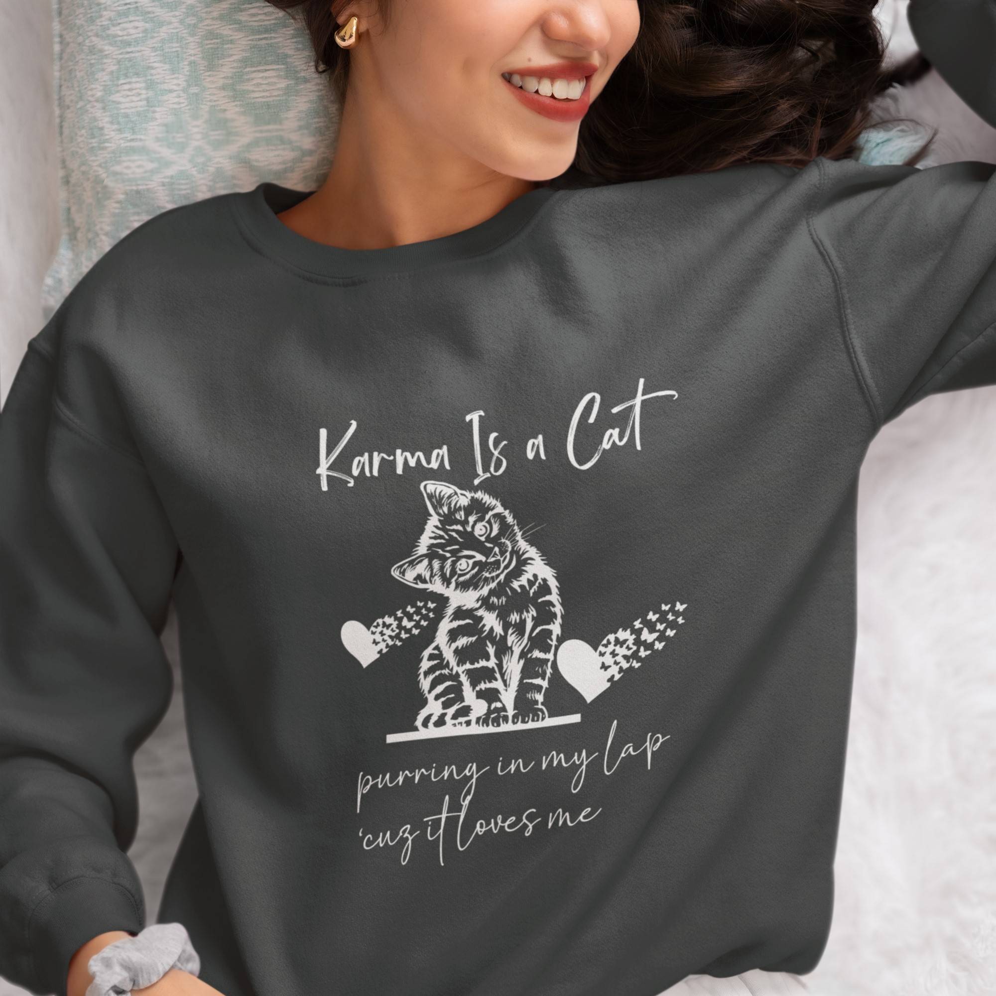 Karma is a Cat Purring in My Lap Sweatshirt, Meet me at Midnight Sweat | 2023 Swiftie Concert, Fashion Updated, Fun Music Lover