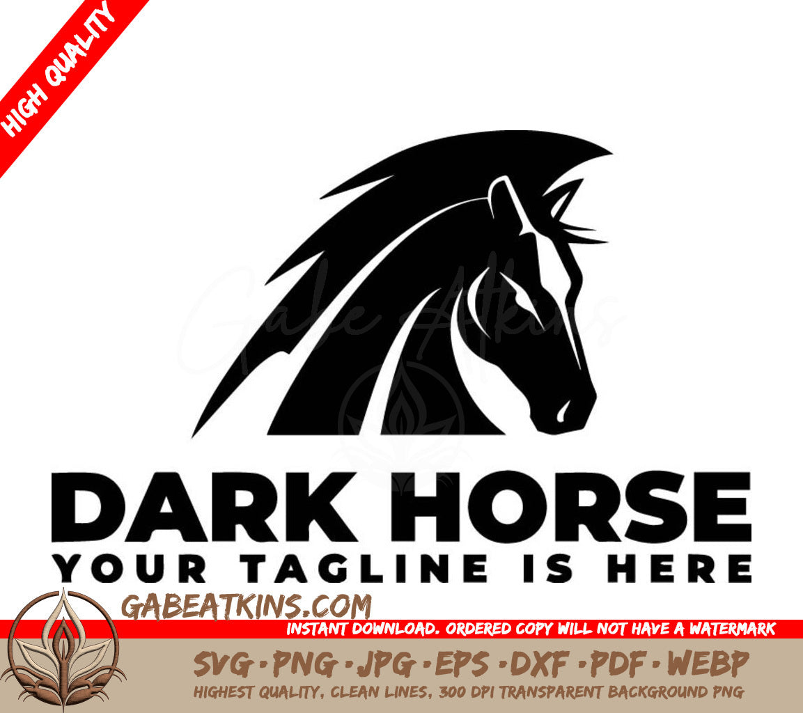 A Black And White Logo For Dark Horse Your Tagline Is Here SVG - Dark Horse SVG