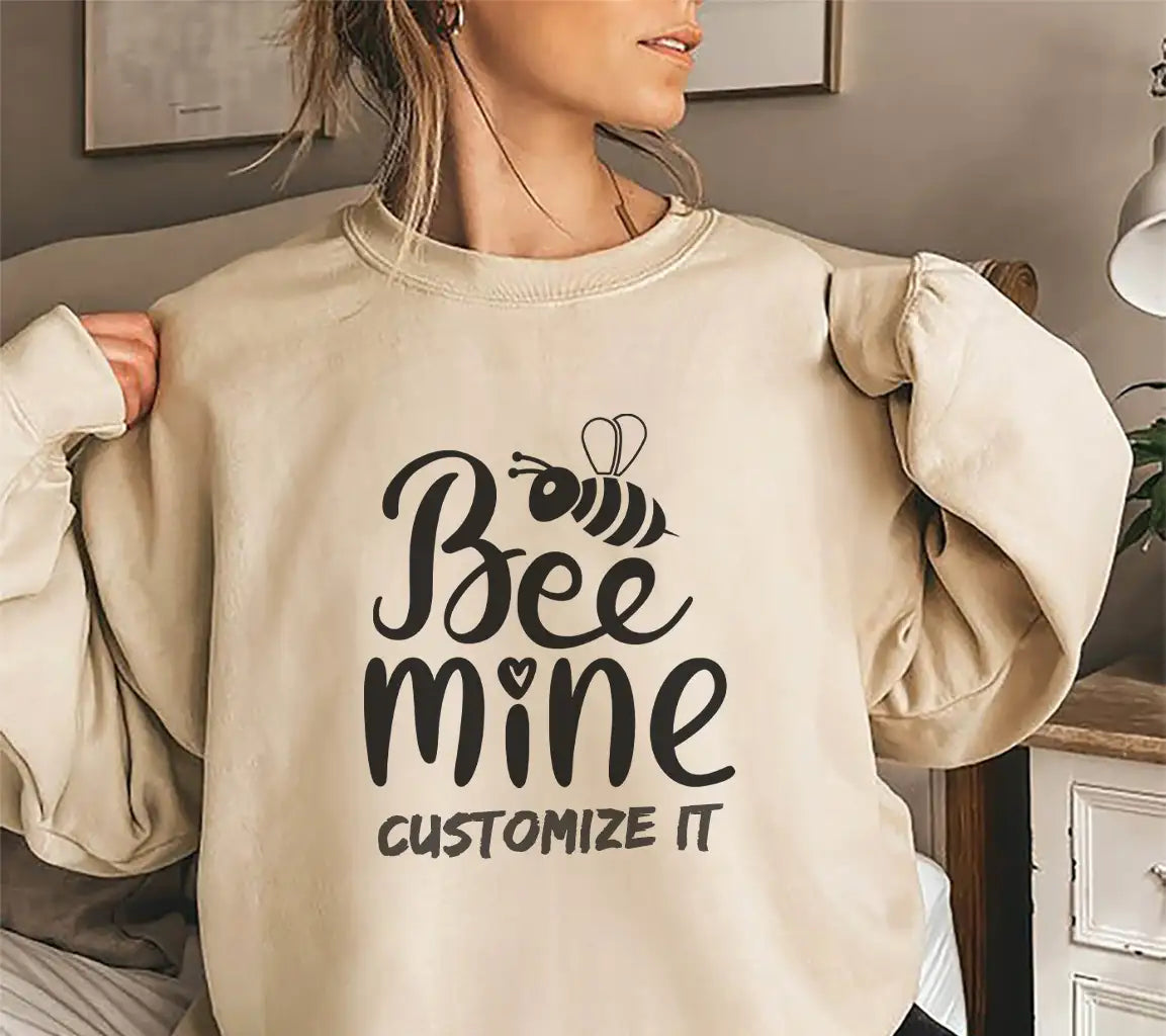 Bee Mine SVG Cut File - A Bee Is Above The Words Bee Mine SVG