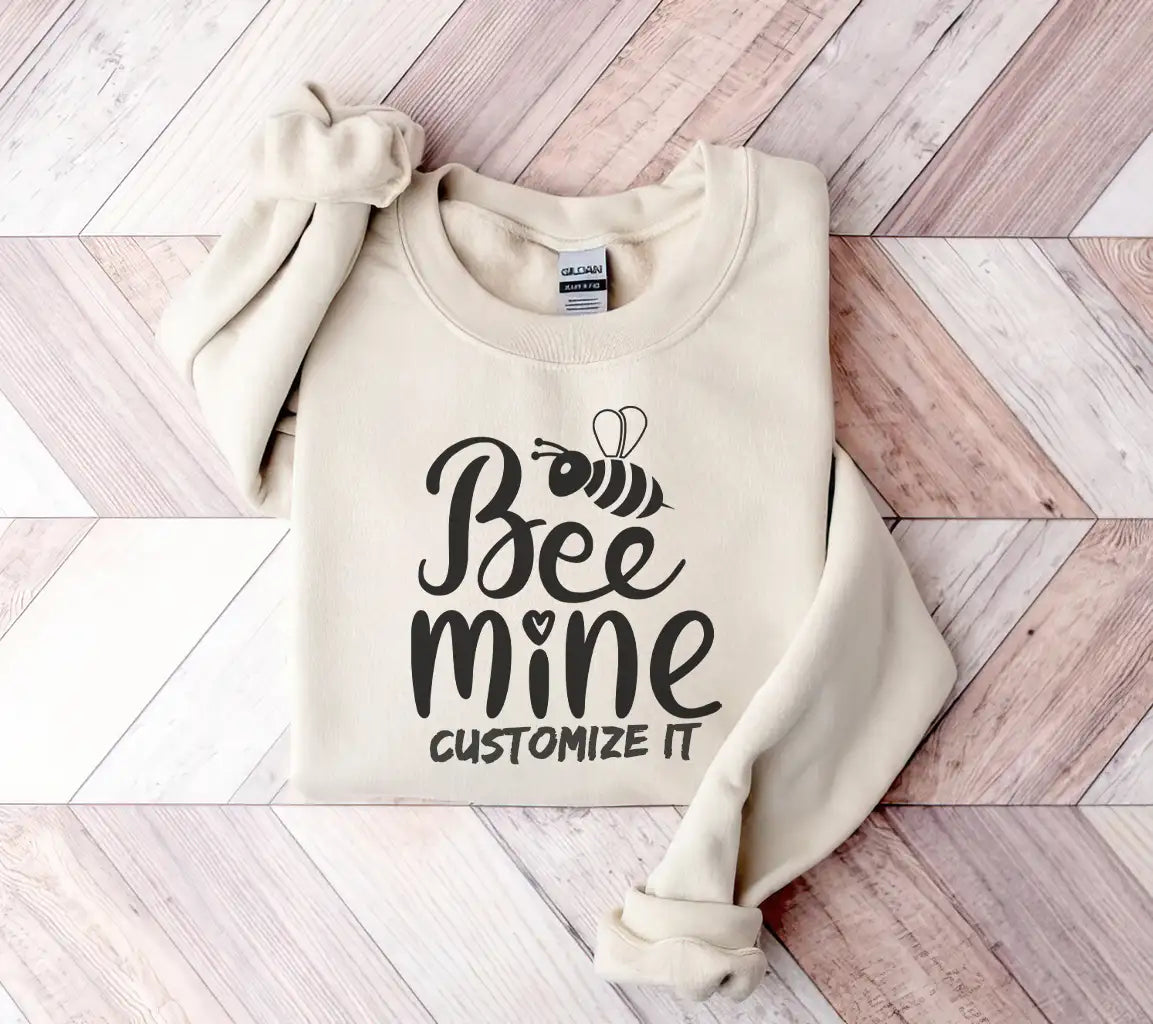 Bee Mine SVG Cut File - A Bee Is Above The Words Bee Mine SVG