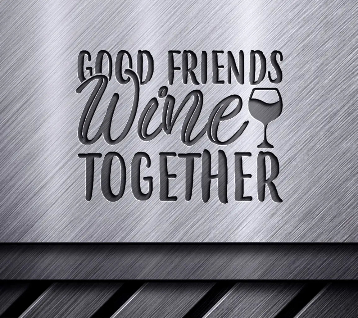 Good Friends Wine Together SVG Design - Wine Lover Gift SVG