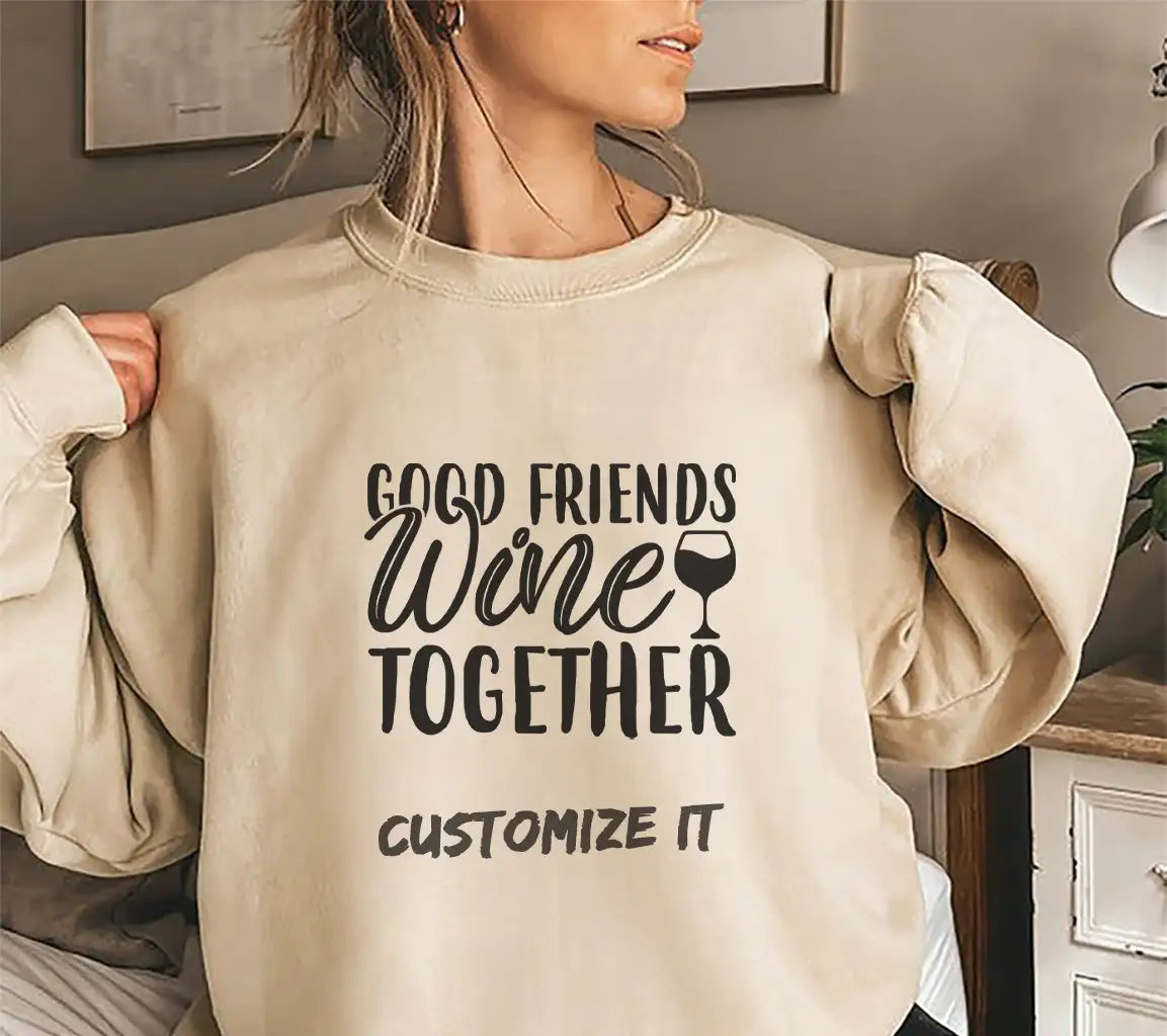 Good Friends Wine Together SVG Design - Wine Lover Gift SVG