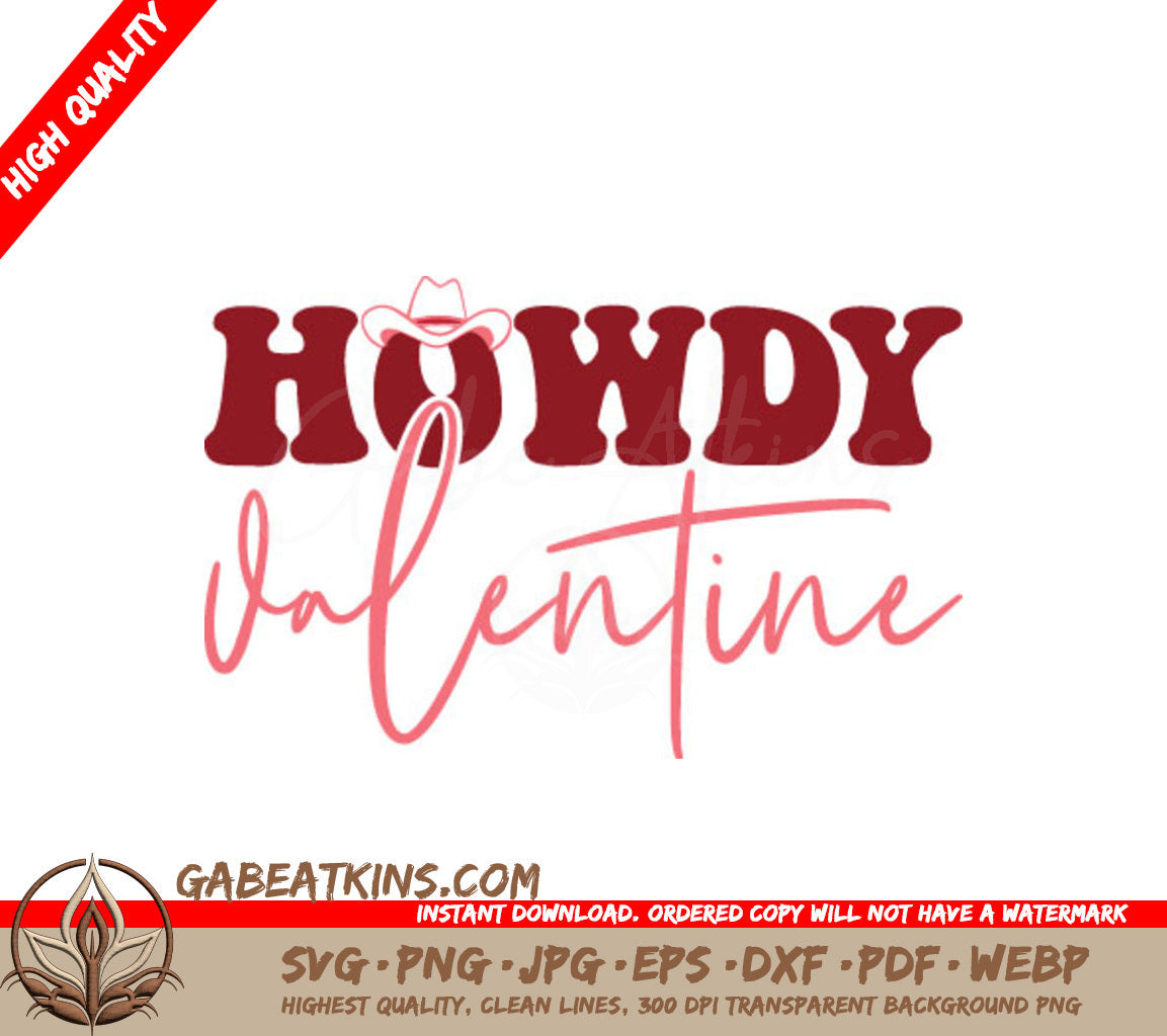 Howdy Valentine Cowboy Hat SVG Design SVG