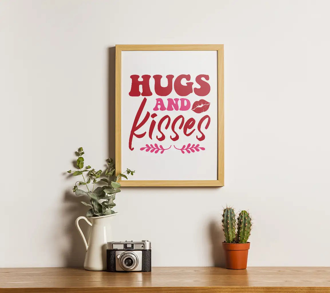 Hugs & Kisses SVG Cut File - Red & Pink Sign Design SVG