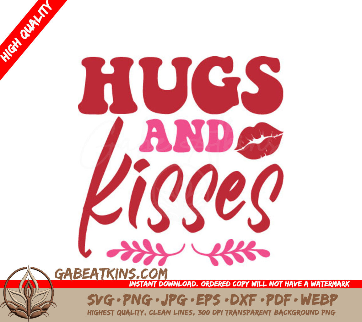 Hugs & Kisses SVG Cut File - Red & Pink Sign Design SVG