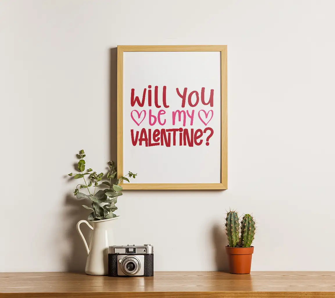 Will You Be My Valentine SVG Design - Valentines Day Poster SVG