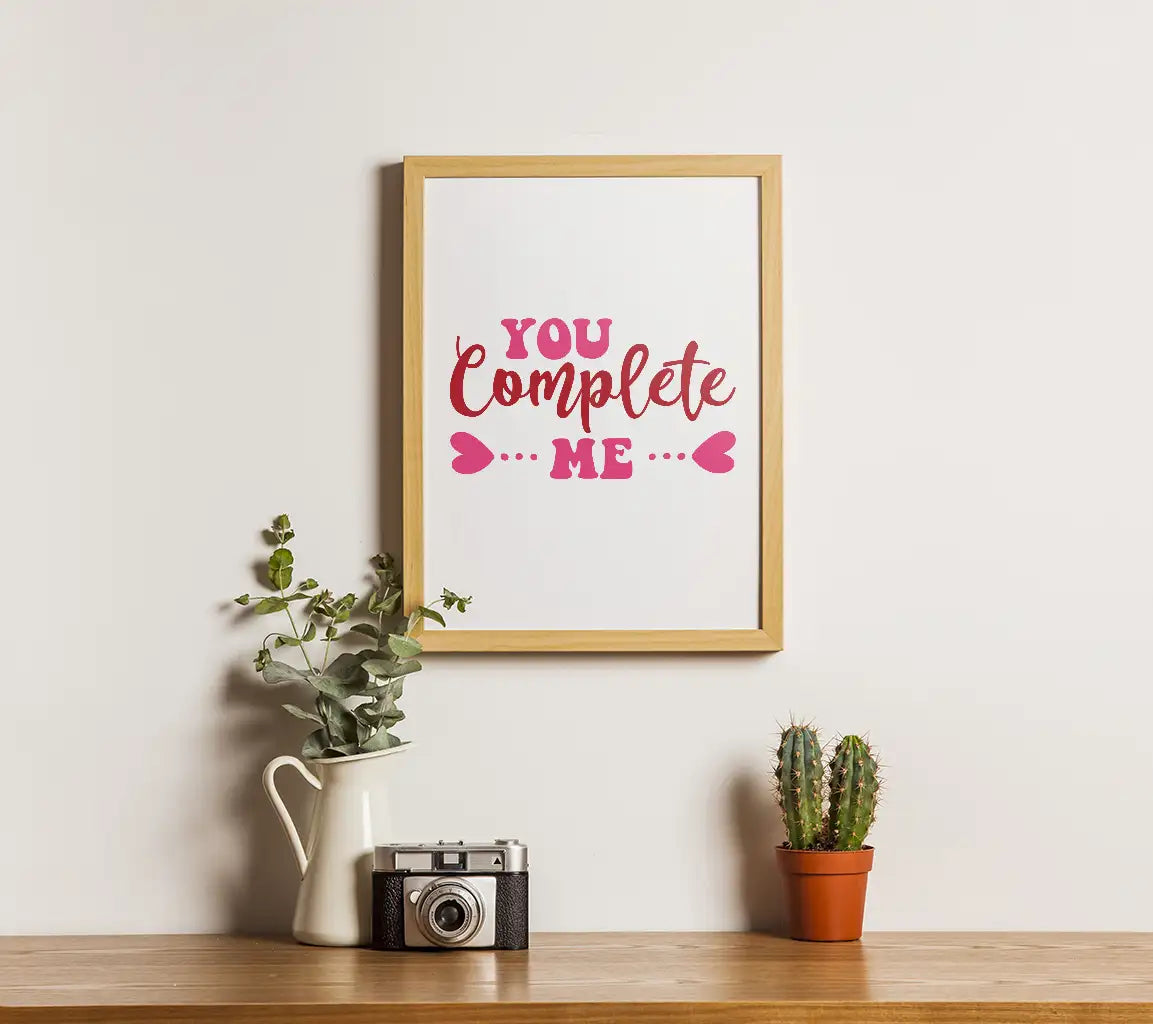 You Complete Me SVG - Pink and Red Sign Design SVG