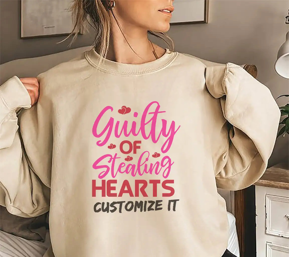 Guilty Of Stealing Hearts SVG - Pink & Red Sign T-Shirt Design SVG