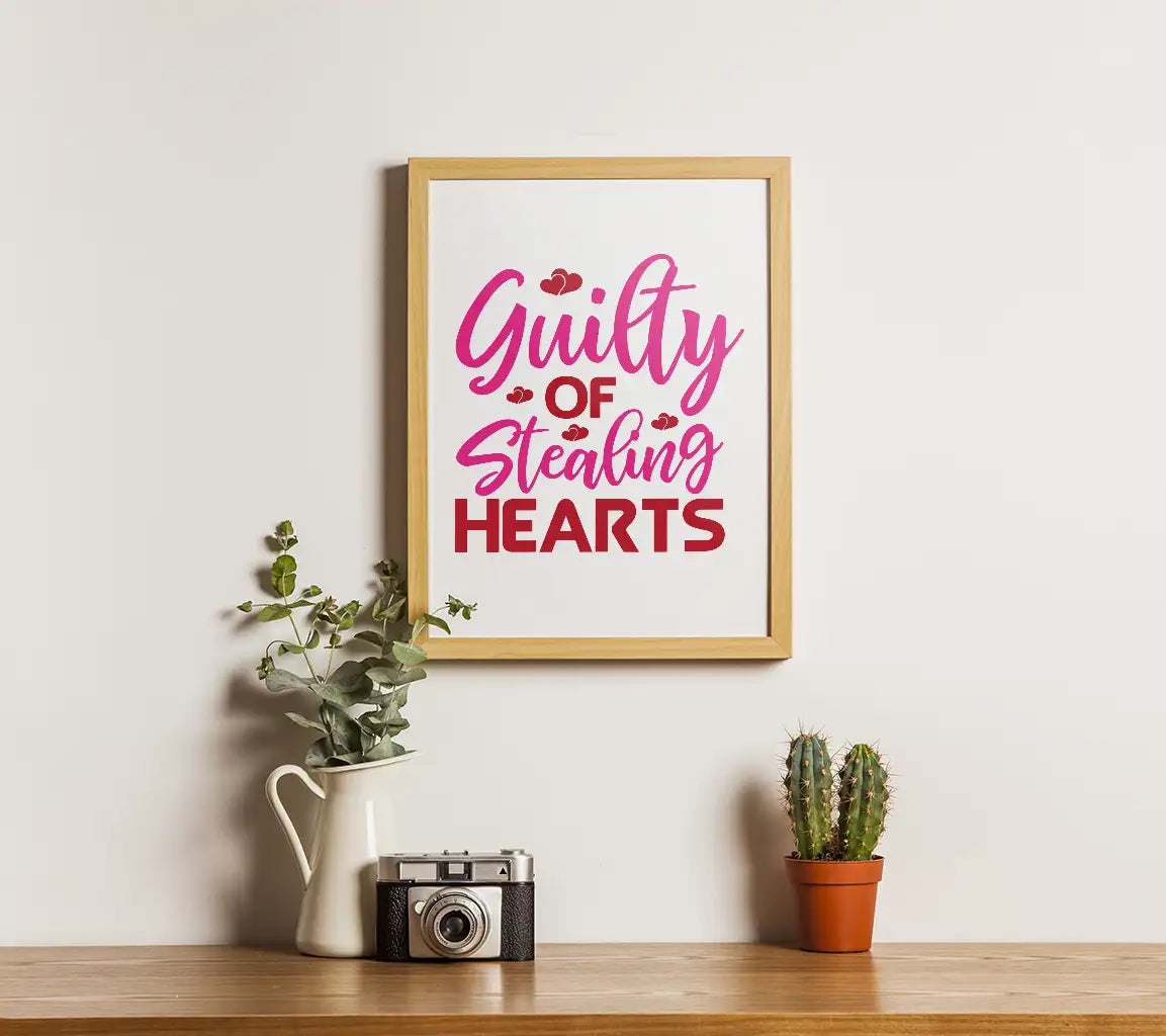 Guilty Of Stealing Hearts SVG - Pink & Red Sign T-Shirt Design SVG