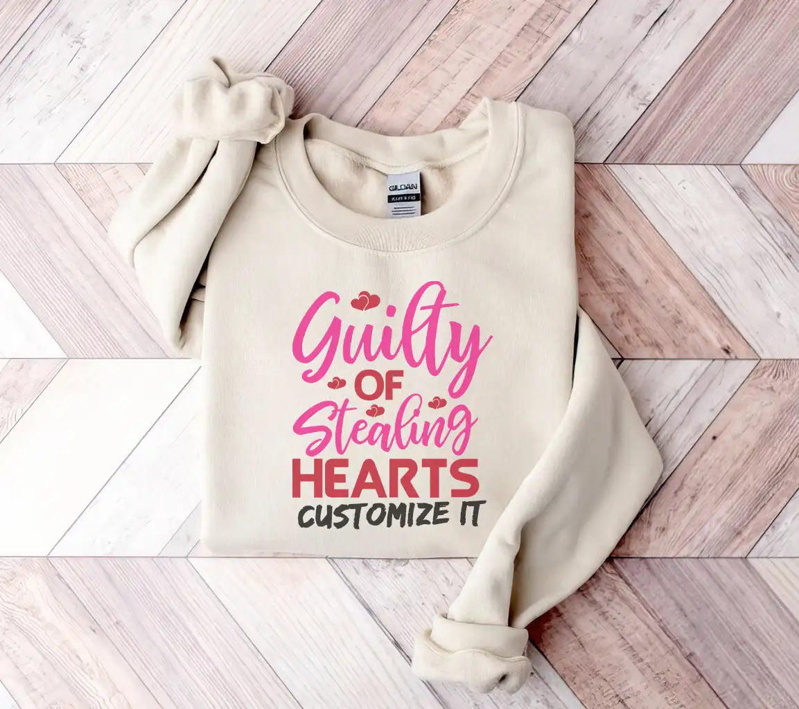 Guilty Of Stealing Hearts SVG - Pink & Red Sign T-Shirt Design SVG