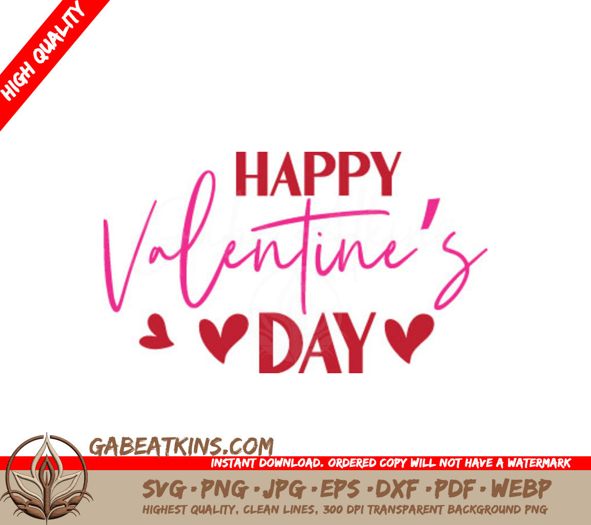 Pink & Red Valentines Day Heart SVG - T-Shirt Design SVG