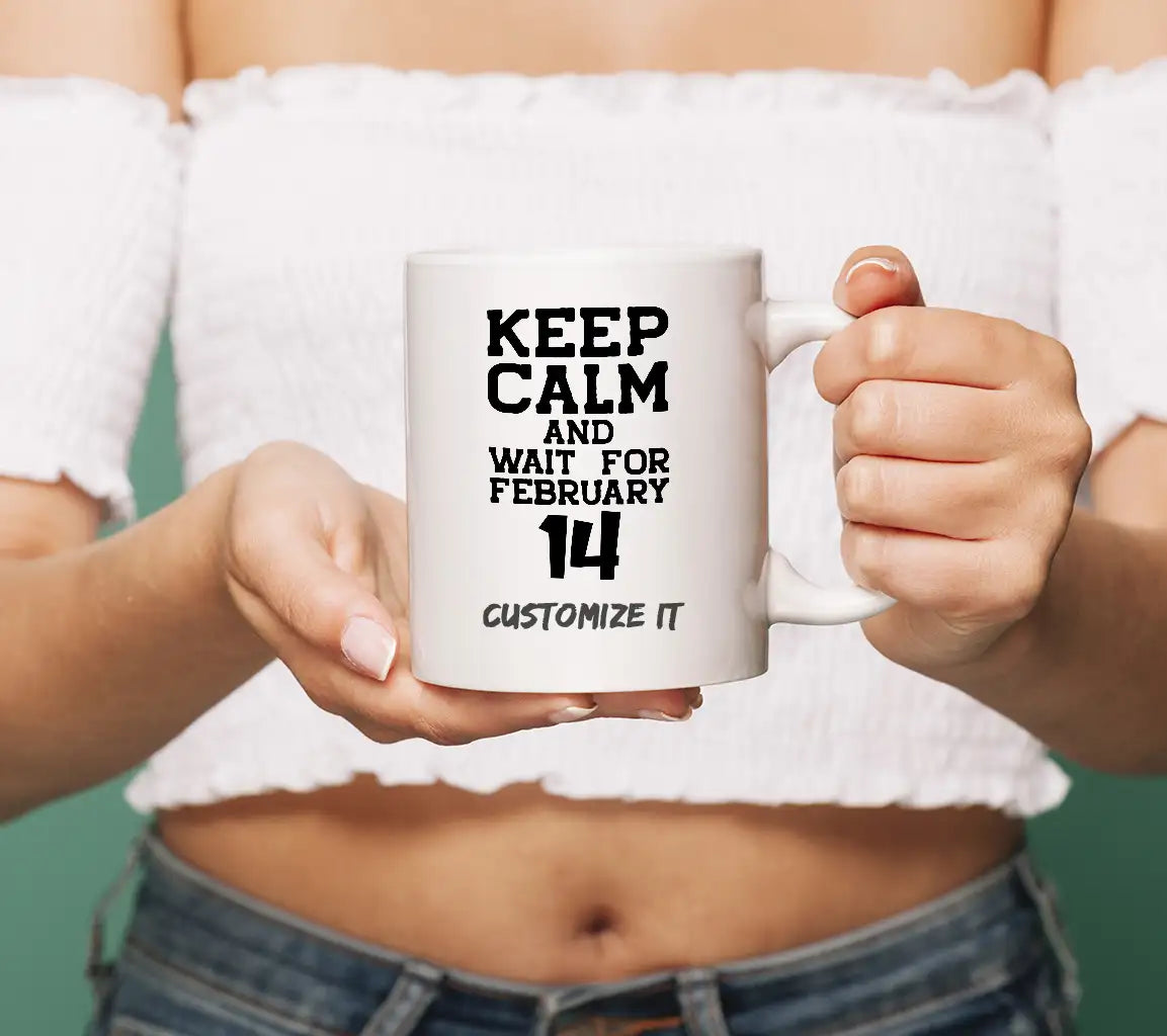 Keep Calm & Wait for February 14th SVG Design - T-Shirt & Poster SVG