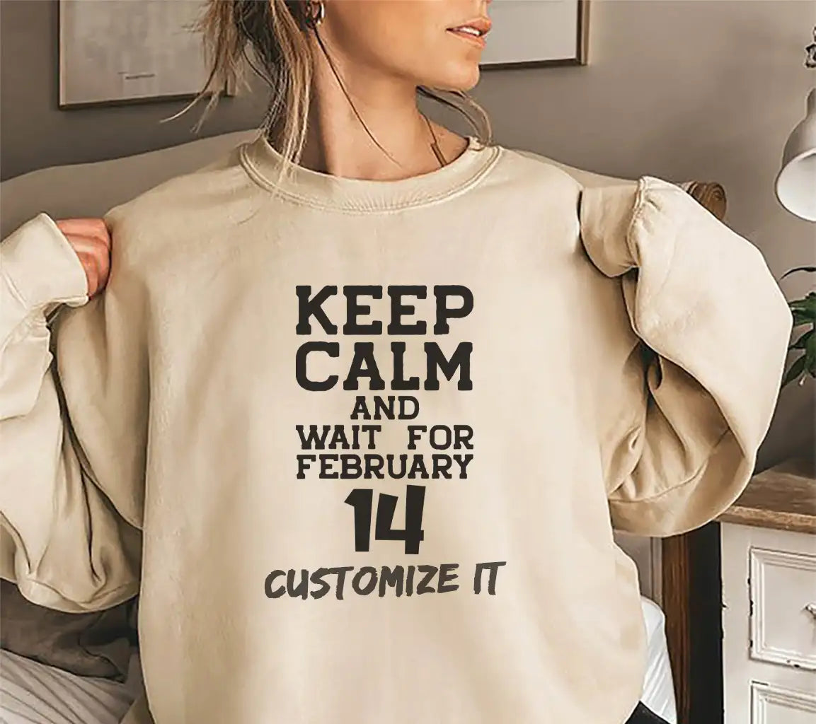 Keep Calm & Wait for February 14th SVG Design - T-Shirt & Poster SVG