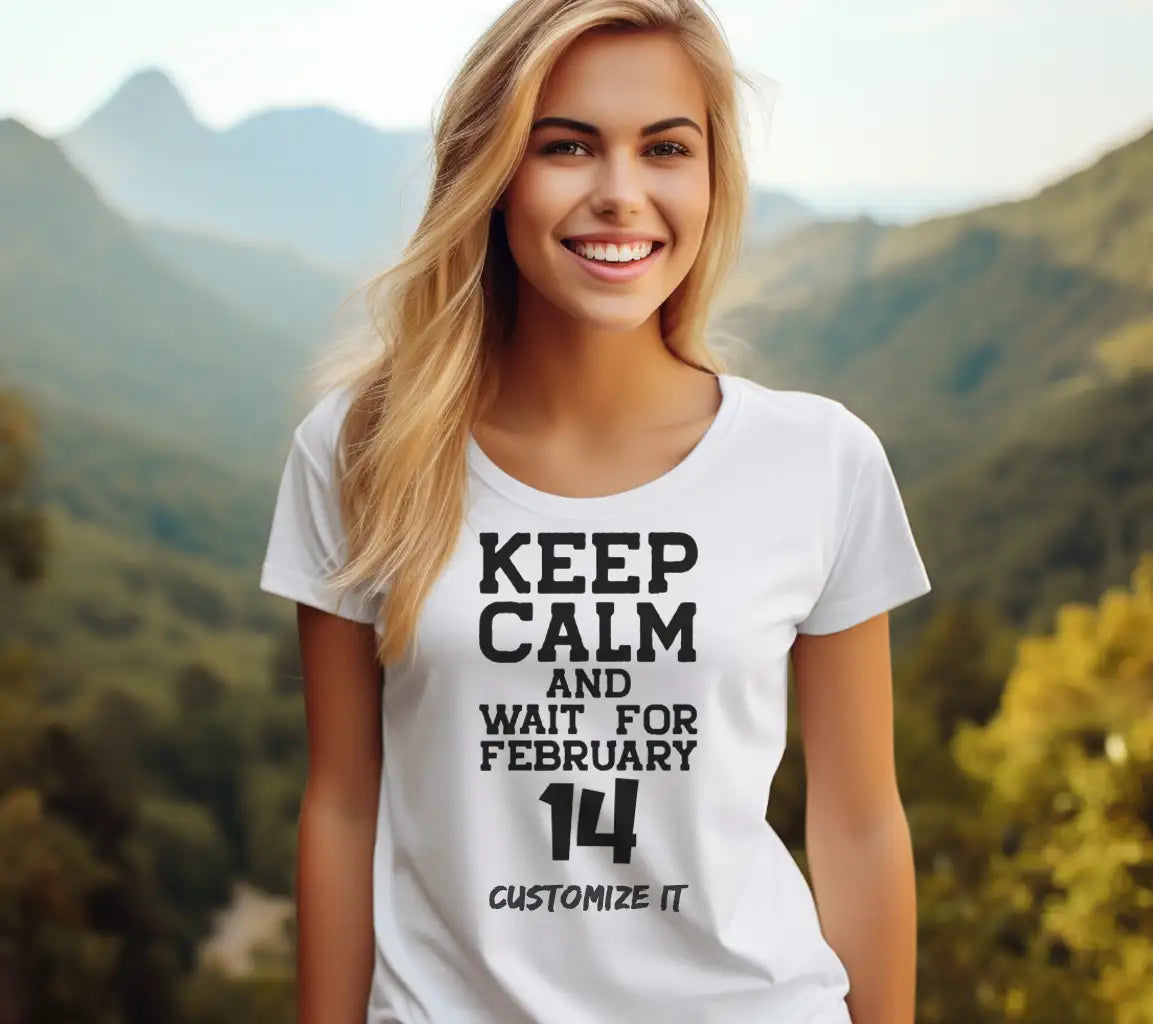 Keep Calm & Wait for February 14th SVG Design - T-Shirt & Poster SVG