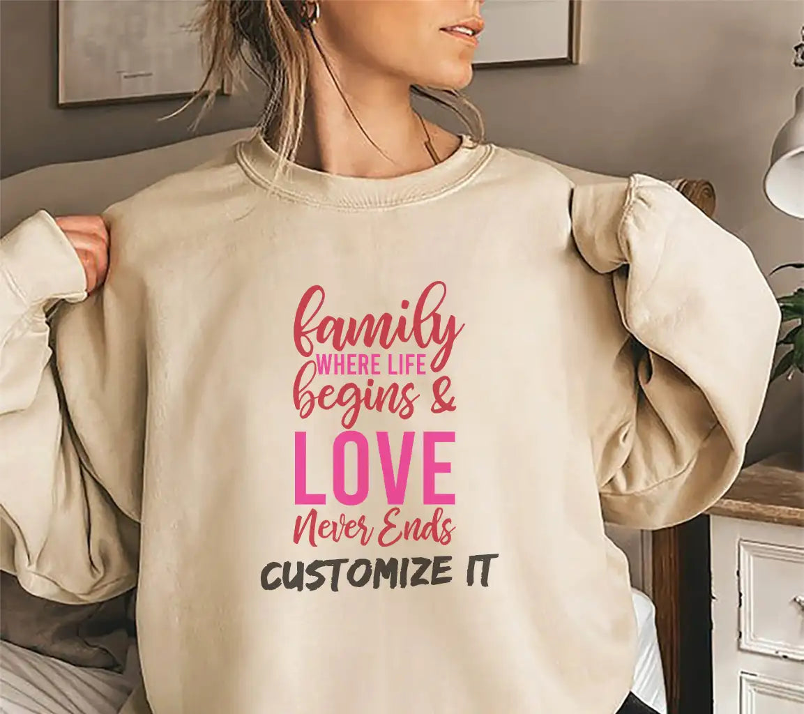 Family Where Life Begins & Love Never Ends SVG Design - T-Shirt SVG