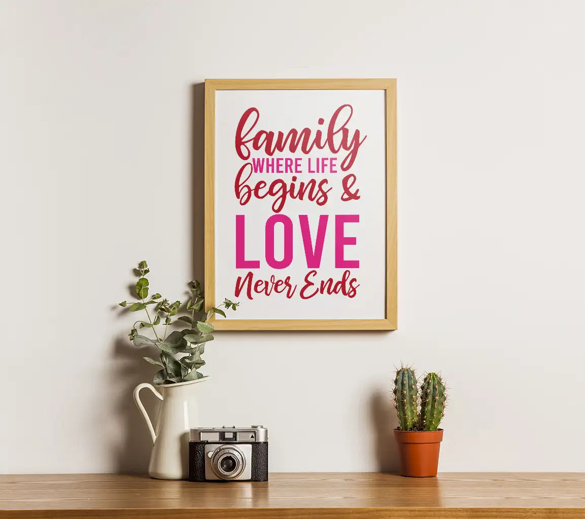 Family Where Life Begins & Love Never Ends SVG Design - T-Shirt SVG