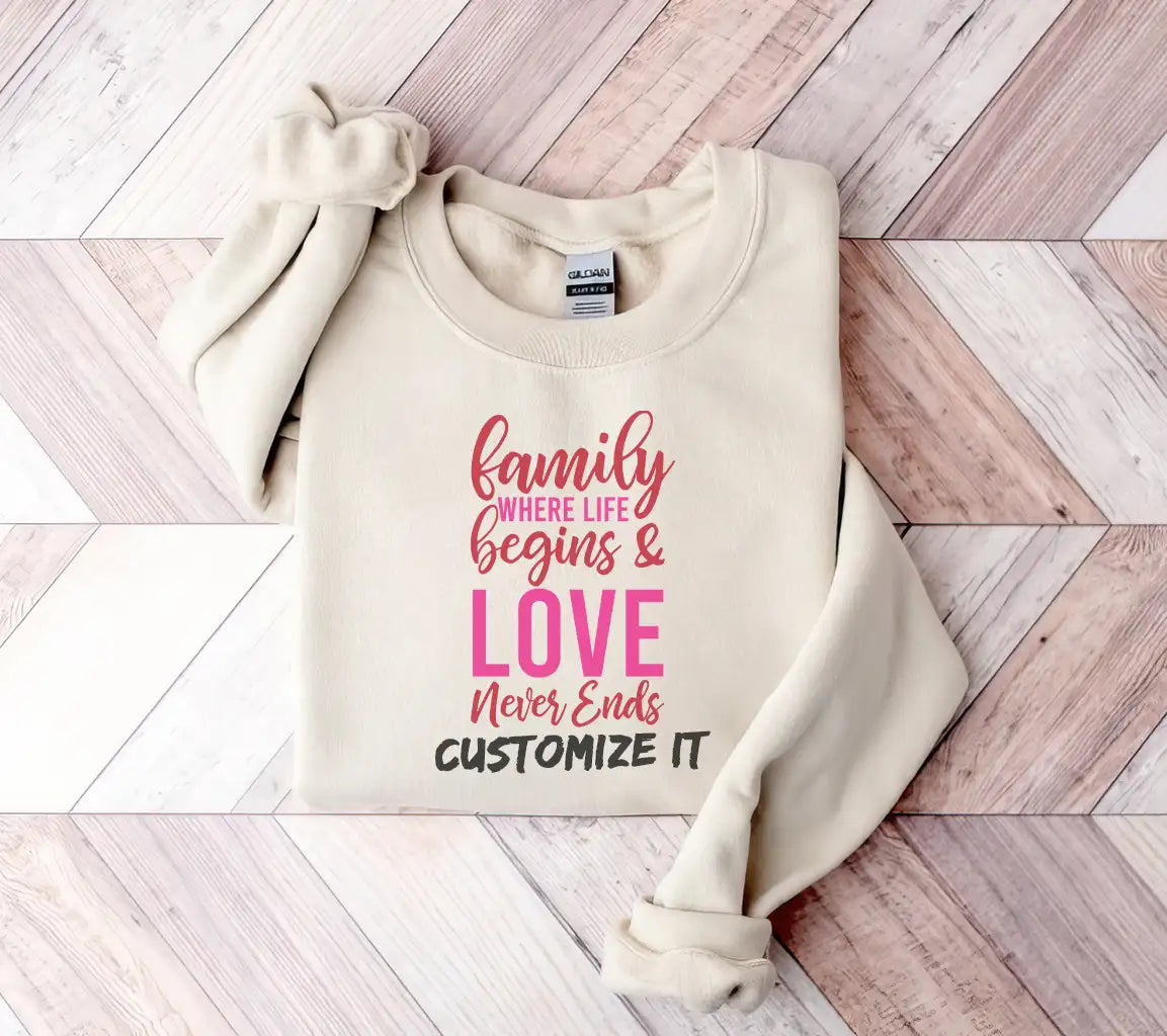 Family Where Life Begins & Love Never Ends SVG Design - T-Shirt SVG