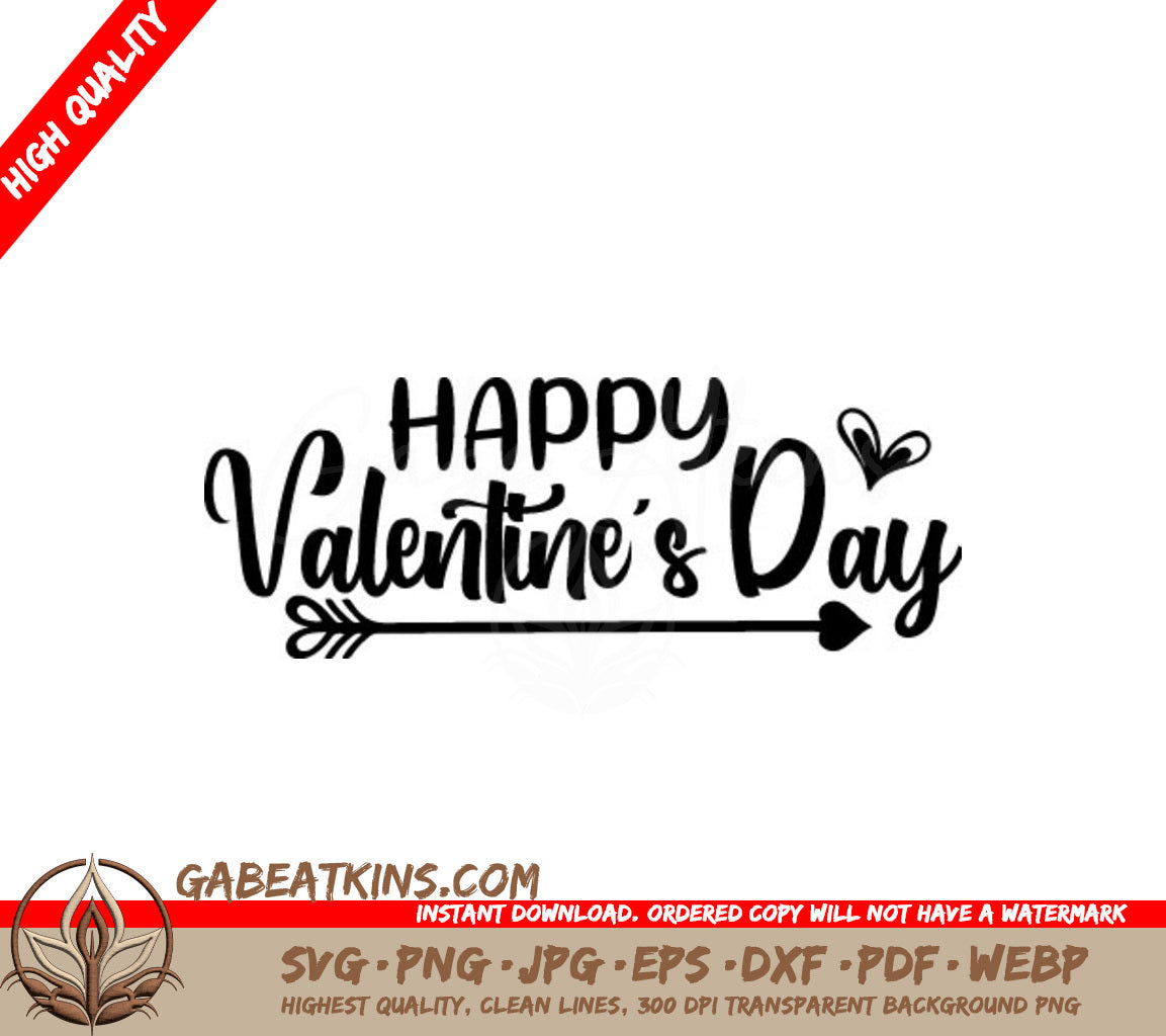 Happy Valentines Day Arrow & Heart SVG Design for T-Shirts SVG