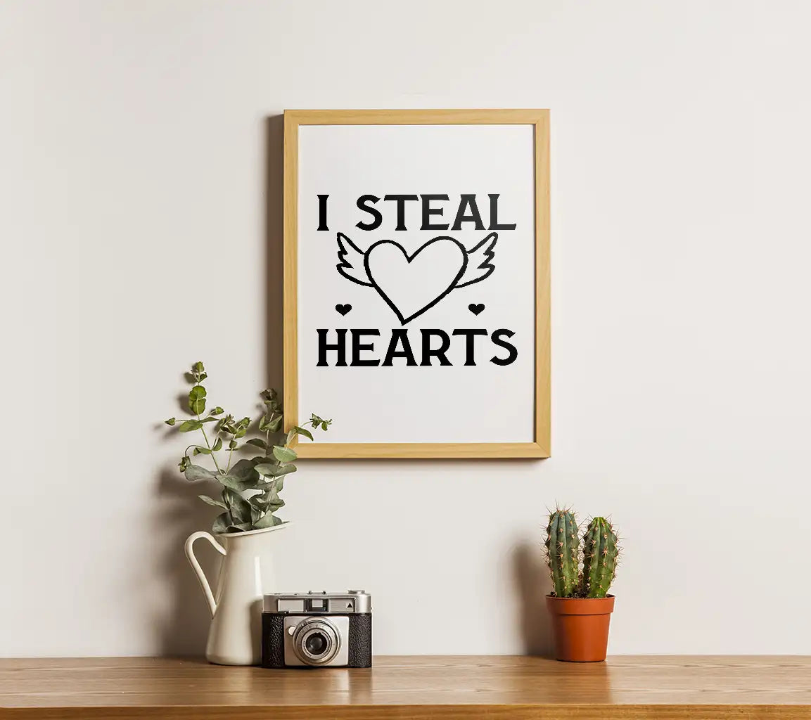 Steal Hearts SVG - Heart with Wings & Quote - Day T-Shirt Design SVG