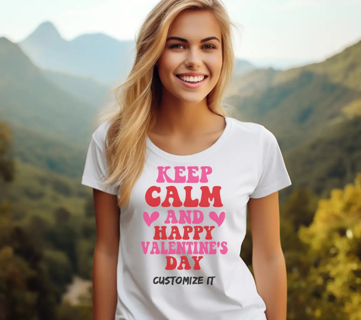 Keep Calm & Happy Valentines Day SVG Design - T-Shirt, Poster & More SVG