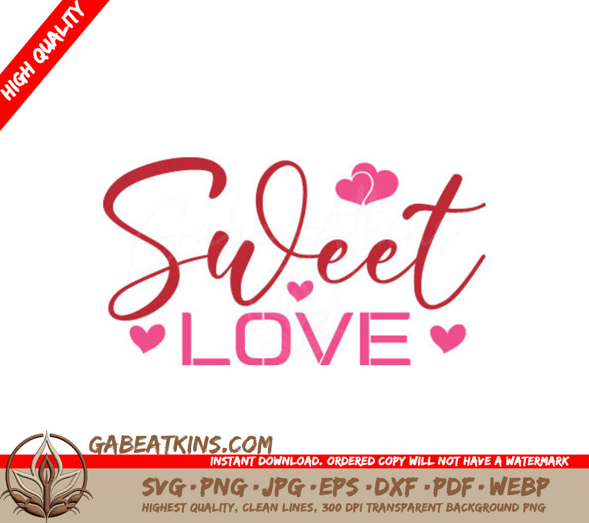 Sweet Love Pink Hearts SVG Design for Valentines Day SVG