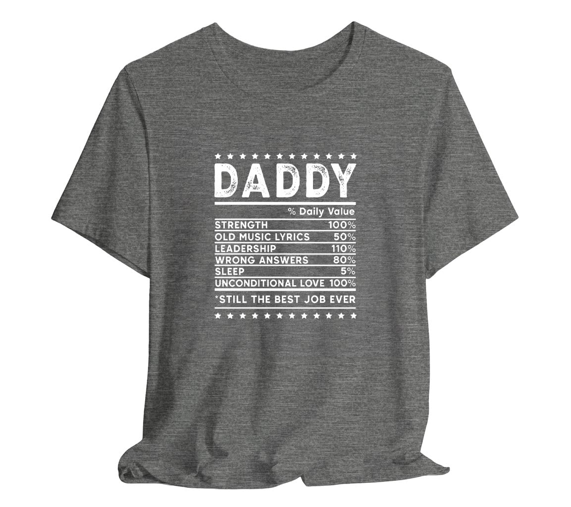 Dad Nutrition Facts T-Shirt, Perfect T-Shirt for Dads on Fathers Day | | Day Gift, Funny Father Shirt,