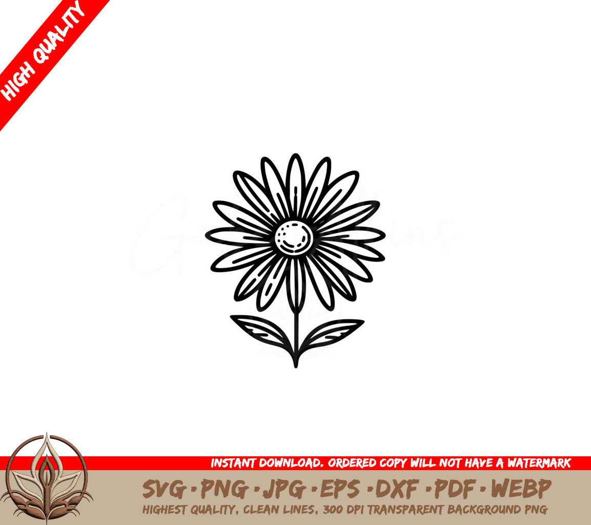 Delicate Daisy SVG - Digital Product File (SVG, PNG, JPG, AI, PDF, DXF, EPS, WebP)