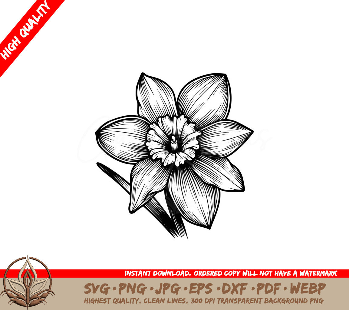 Delicate Grace Daffodil SVG - Digital Product in Multiple Formats