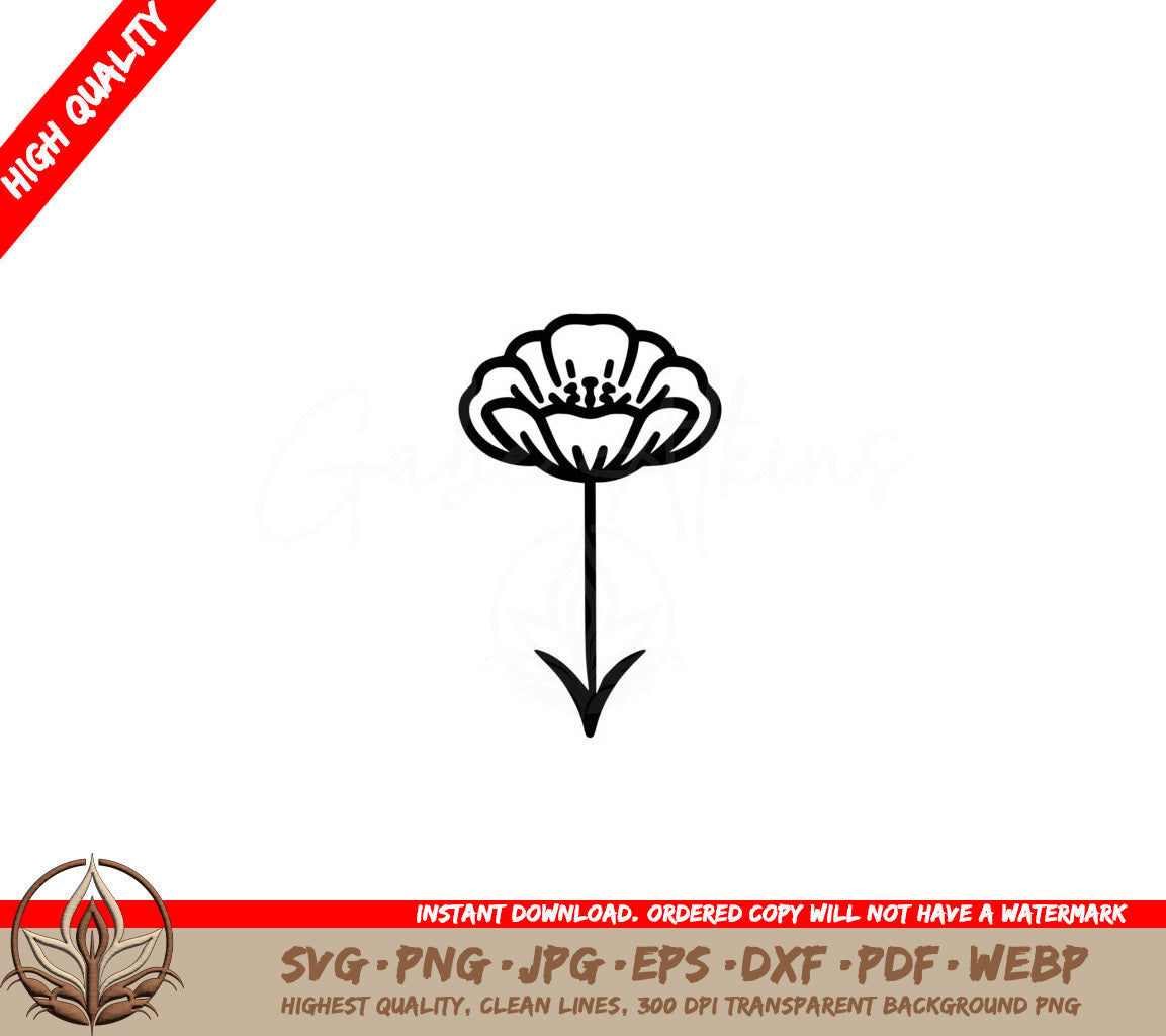 Delicate Poppy Floral SVG