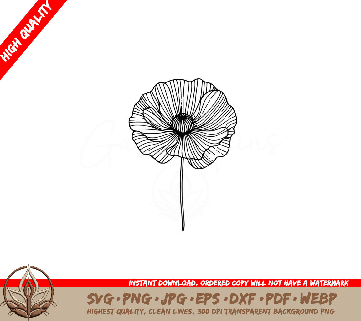 Delightful Poppy SVG Digital Product: Multiple File Formats