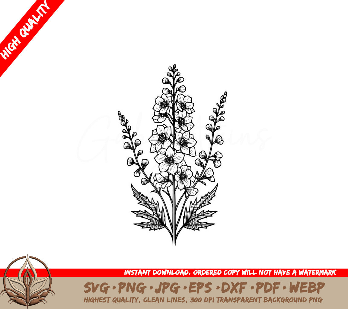 Delphinium Blossoms SVG - Digital Product with 8 File Formats