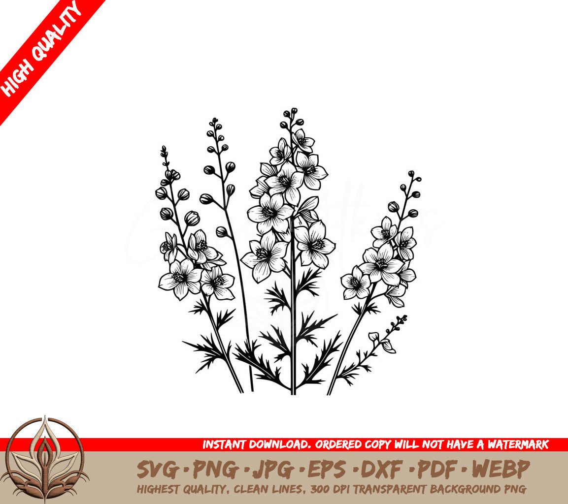 Delphinium Flowers SVG Art Files