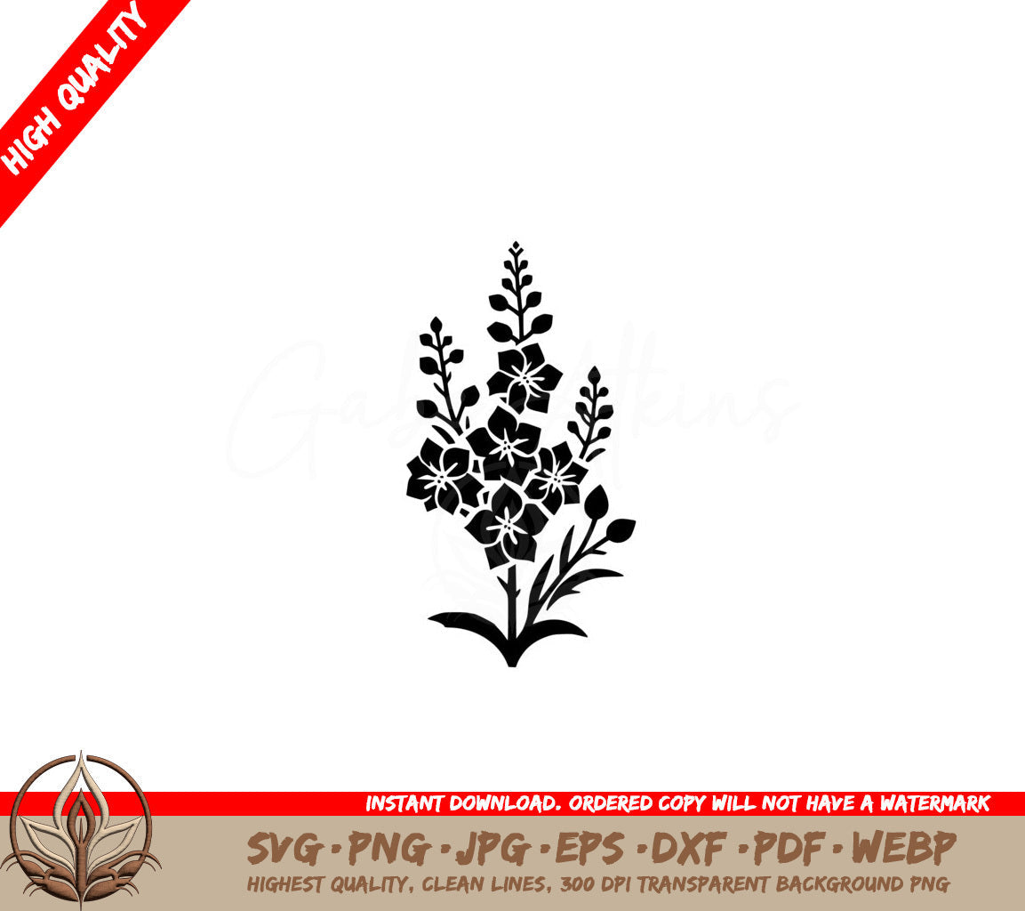 Delphinium Silhouette SVG - Digital Product in Various File Formats