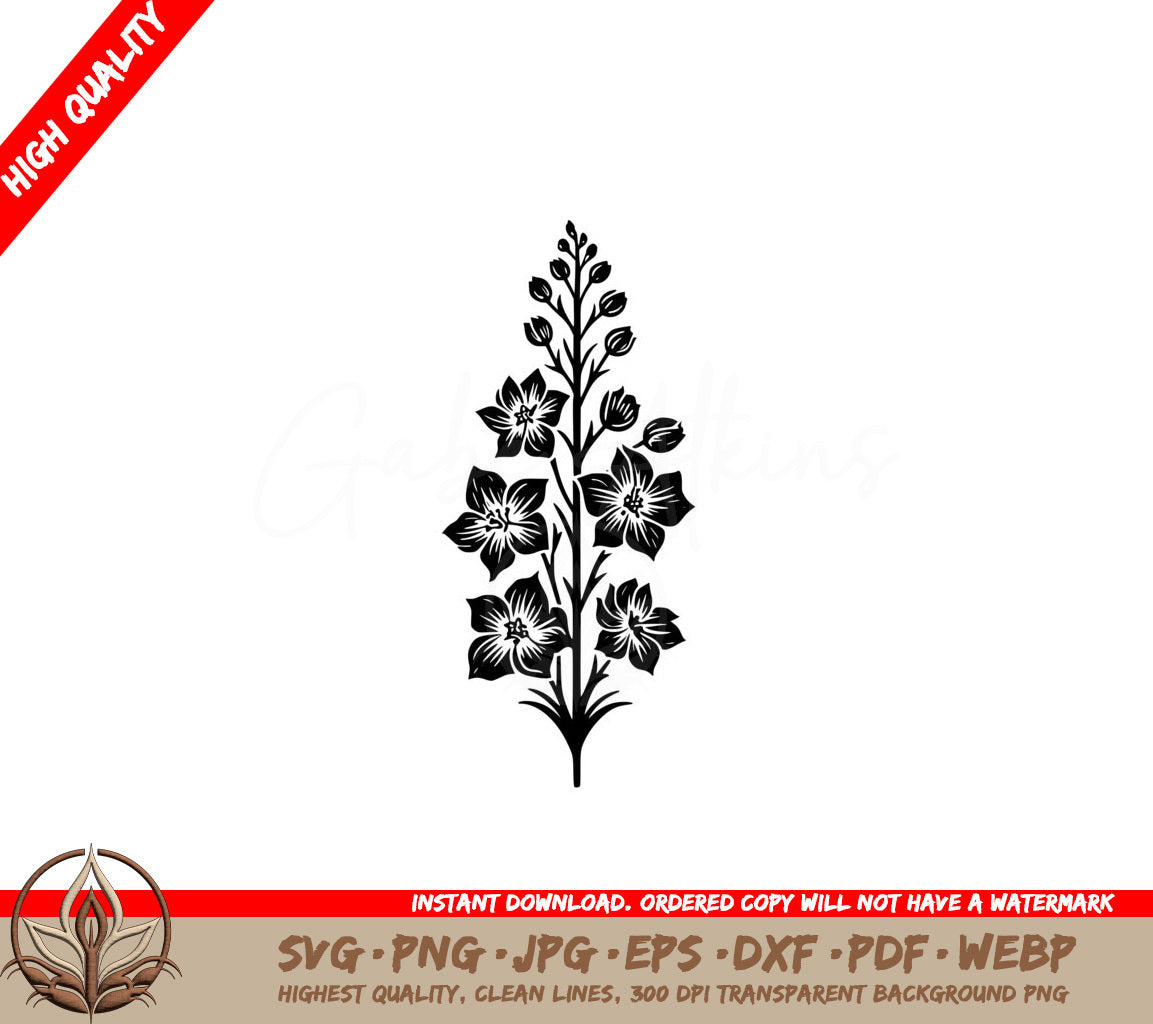 Delphinium Stalk SVG Digital File