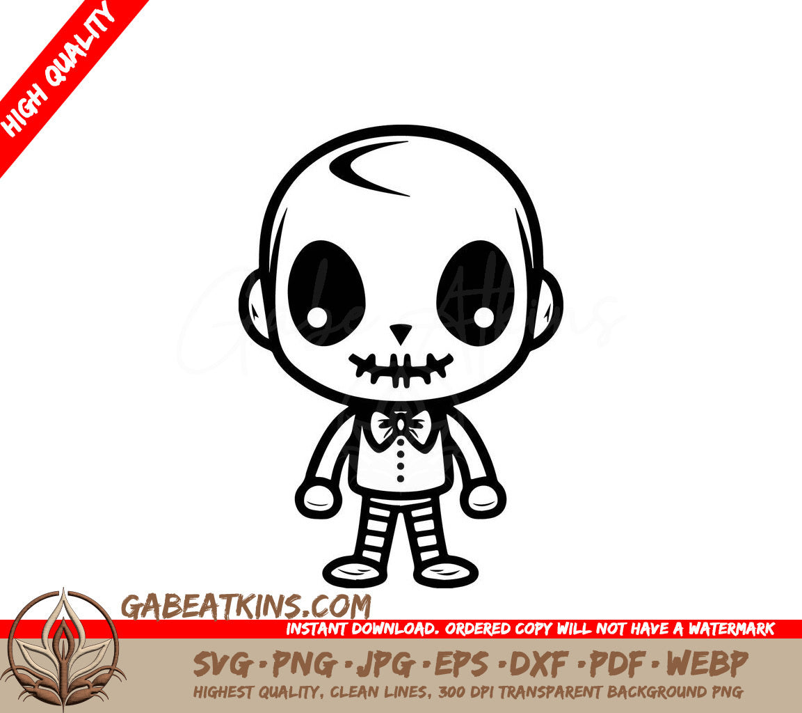 Skeleton with Bow Tie SVG - Detailed  Illustration SVG