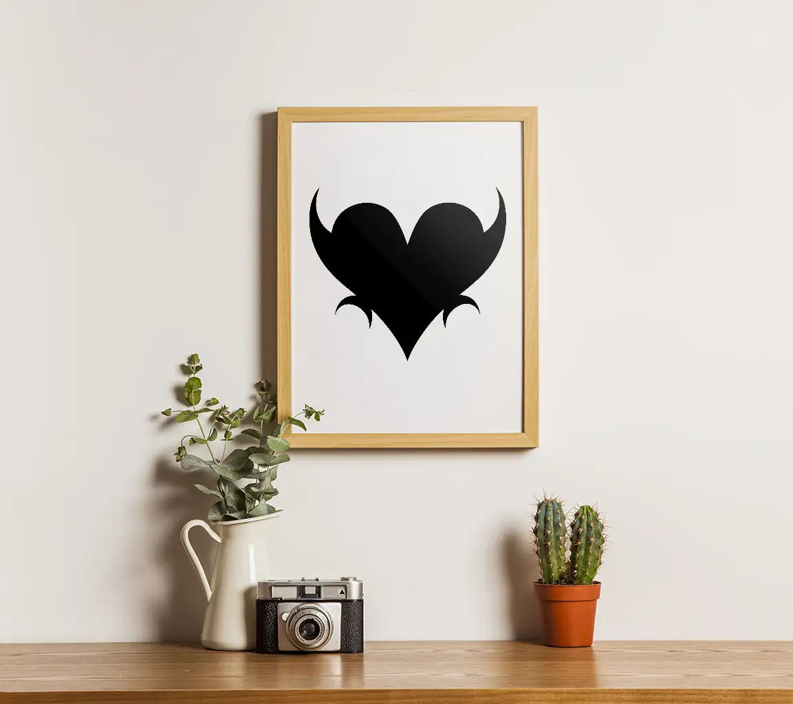 Black Heart with Horns SVG - Devil or Demon Heart Design SVG