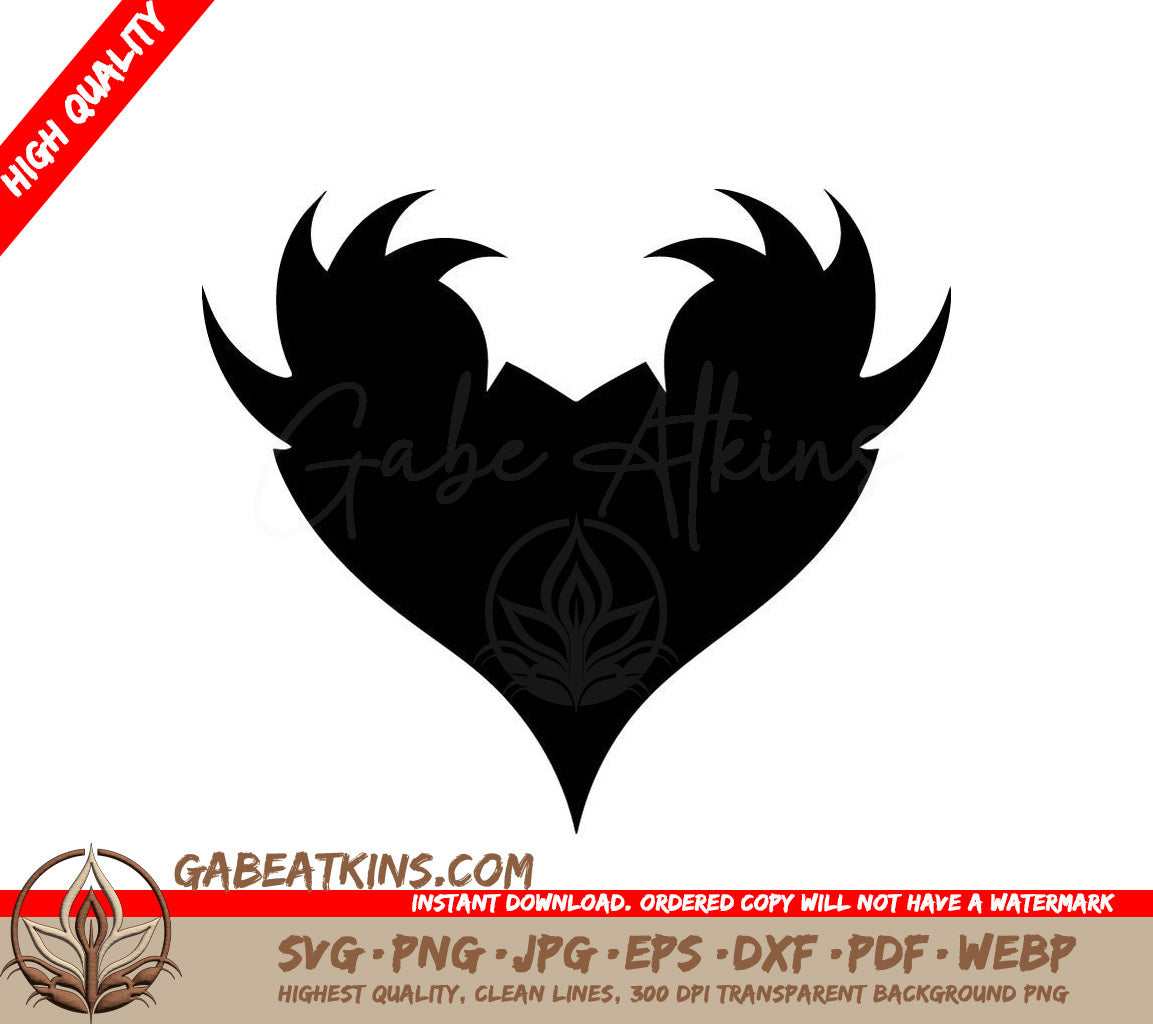  Spiked Heart Silhouette SVG - DevilDemon Heart Design SVG