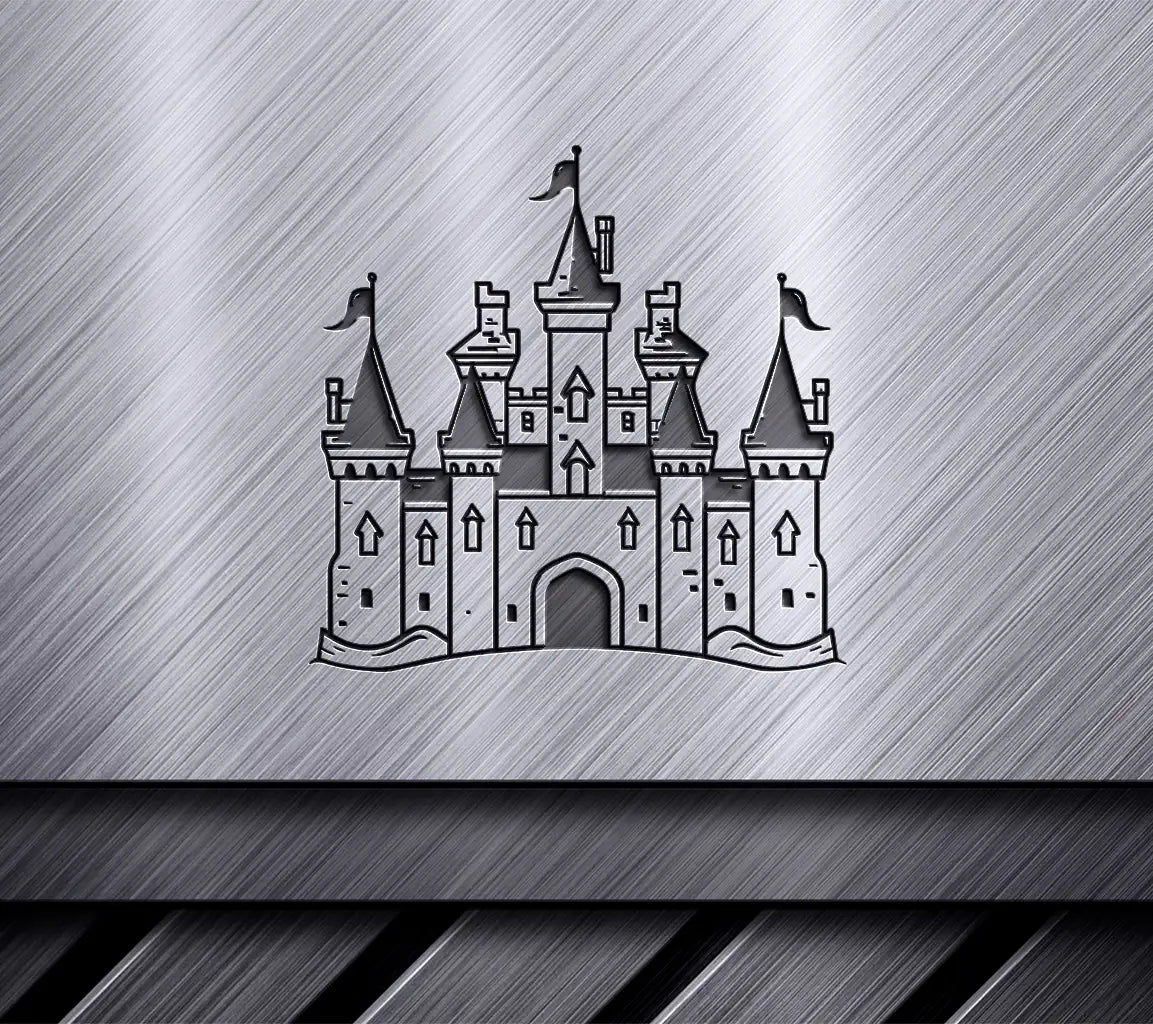 Miniature Castle SVG  Drawing with Flags SVG