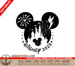 A Black And White Disney Logo For The Year 2023 SVG - Disney 2023 SVG SVG