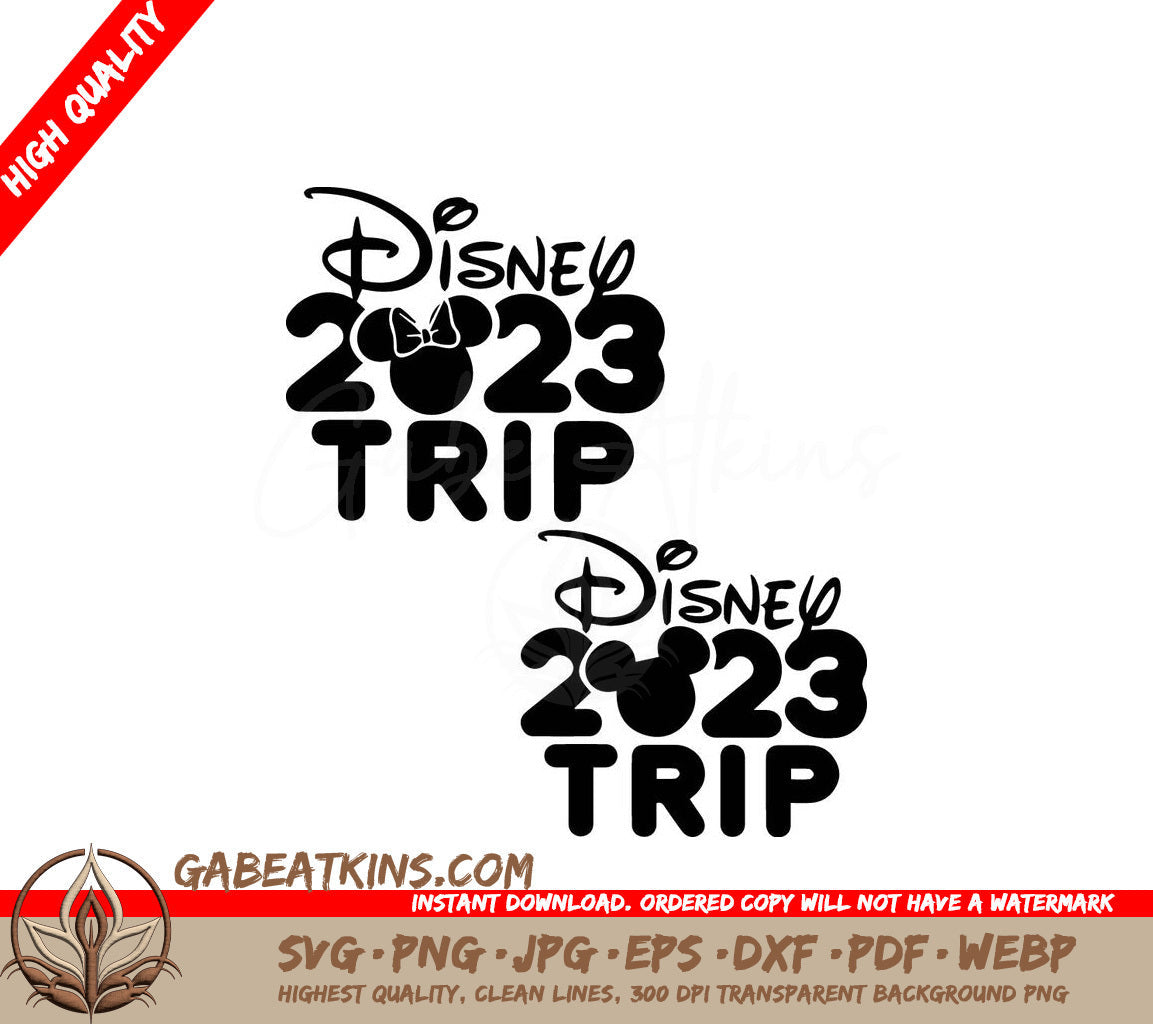 A Black And White Logo For Disney 2023 Trip SVG - Disney 2023 Trip SVG SVG