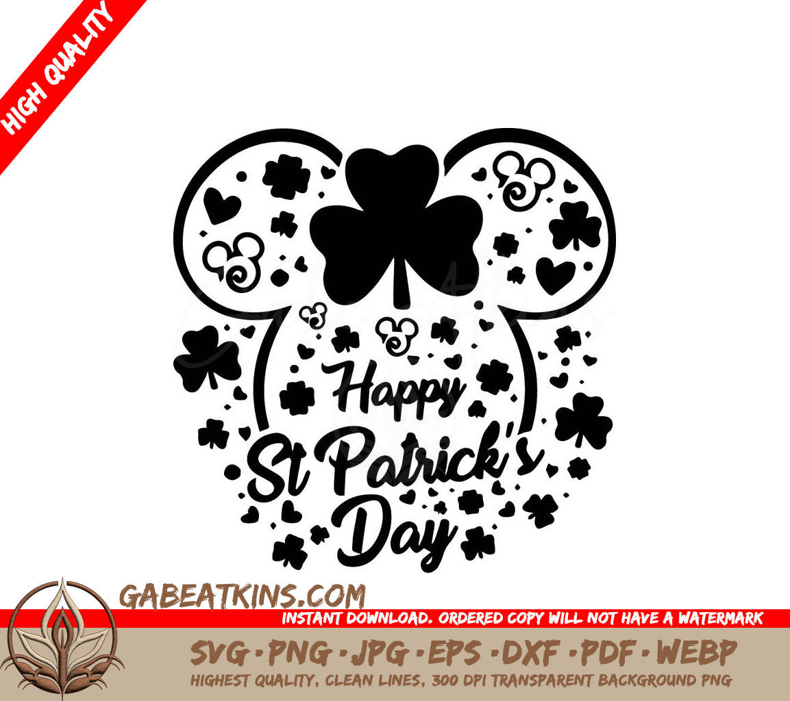 A Black And White Poster For St. Patricks Day SVG - Disney Happy St Patricks day SVG SVG