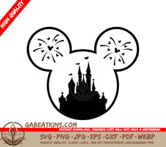  Mickey Mouse Ears With A Castle In The Background SVG - Disney SVG Disney Castle SVG