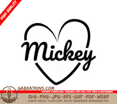 A Heart With The Word Mickey Inside Of It SVG - Disney SVG Heart Mickey SVG