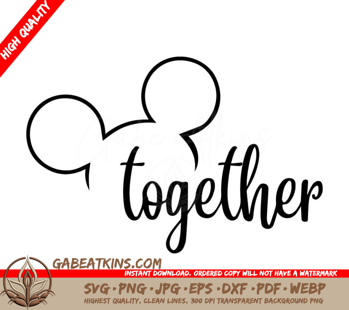  A Heart And The Word Together SVG - Disney SVG Mickey Ears Together SVG