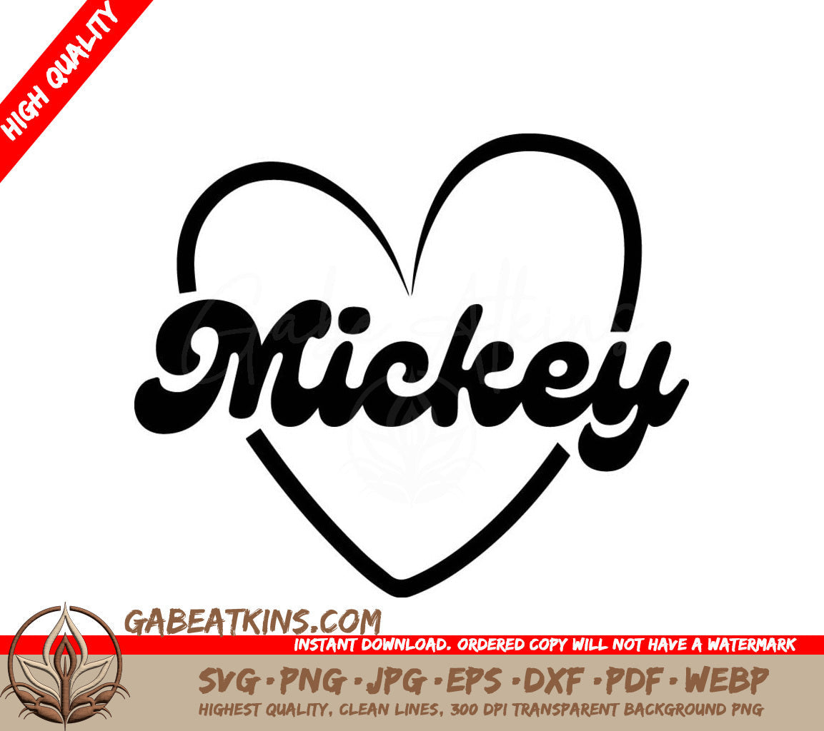 A Heart With The Word Mickey Inside Of It SVG - Disney SVG Mickey Heart SVG