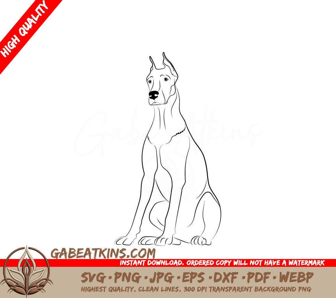 Doberman Dog SVG -  Drawing on White Background SVG